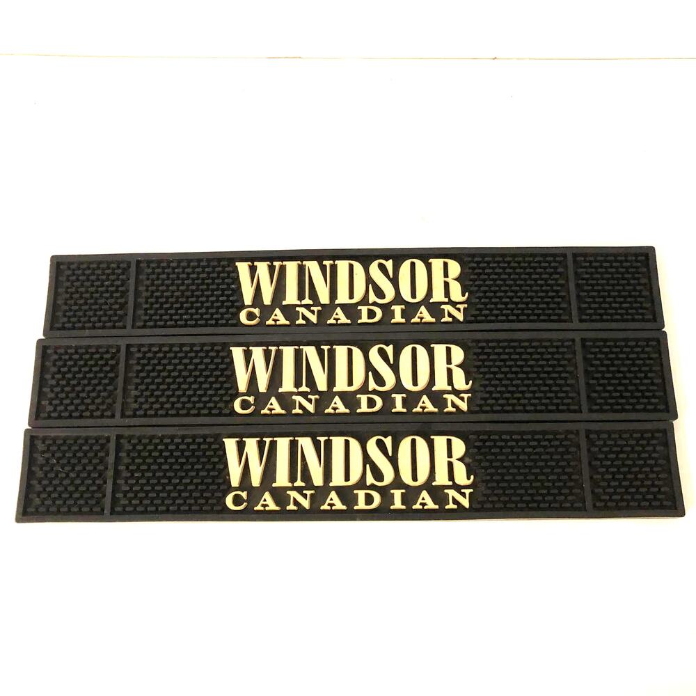 Windsor‎ Canadian Whiskey Rubber Bar Spill Mat Runner Lot of 3 Man Cave Decor